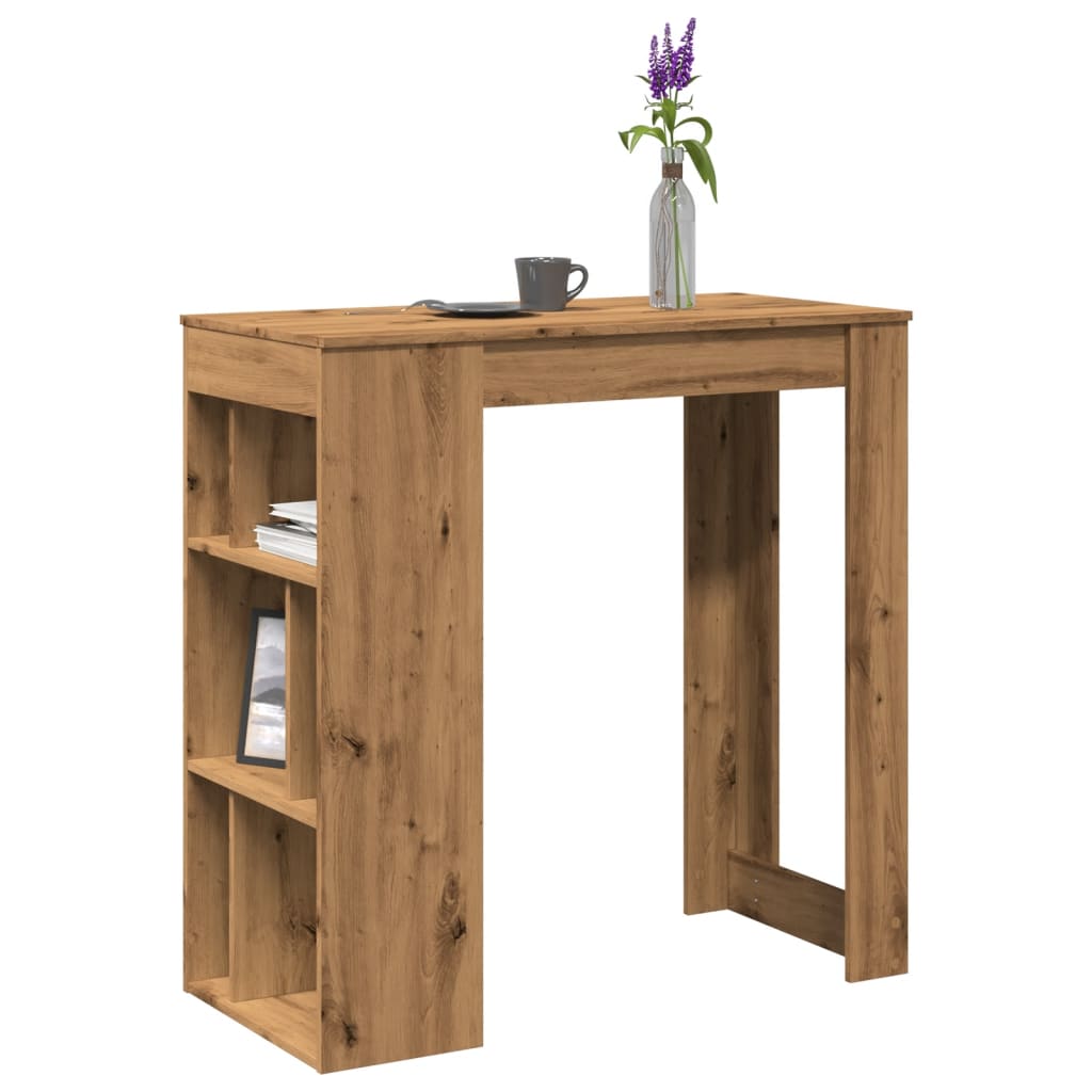 Table de bar avec étagères chêne artisanal bois d'ingénierie - XIOS