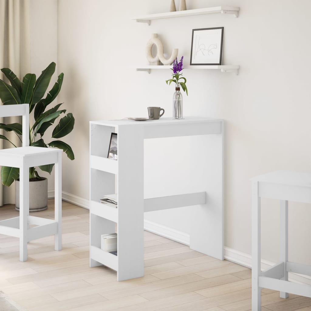 Table de bar et étagères blanc 90x40x103,5 cm bois d'ingénierie - XIOS