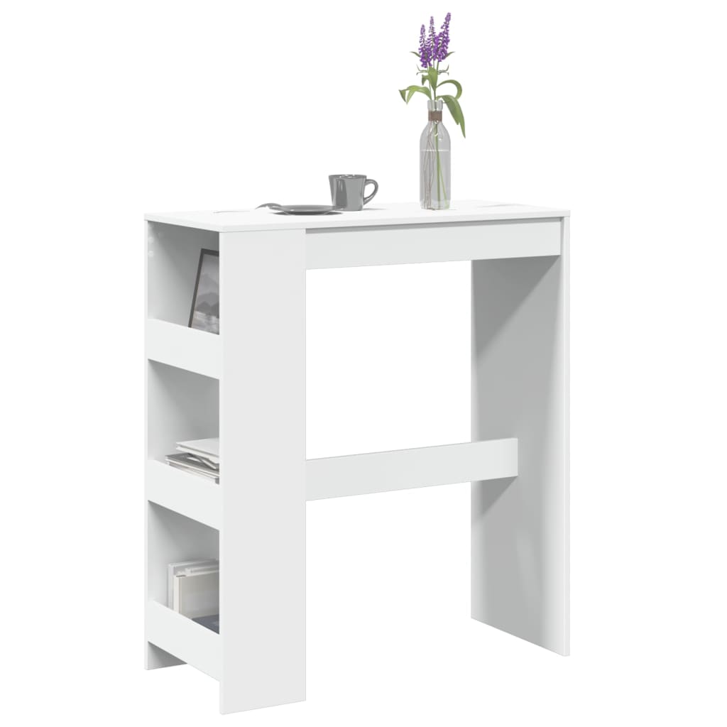 Table de bar et étagères blanc 90x40x103,5 cm bois d'ingénierie - XIOS