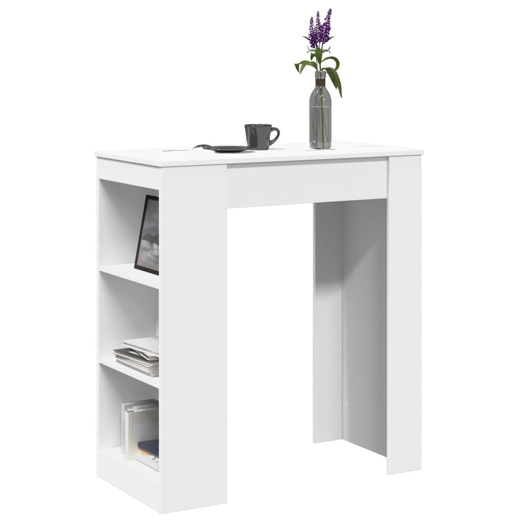 Table de bar avec étagères blanc bois d'ingénierie - XIOS