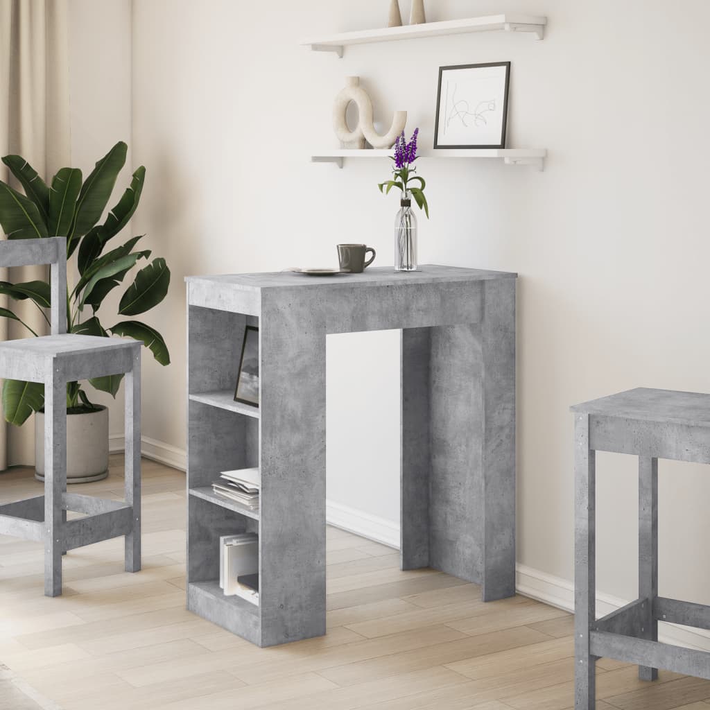 Table de bar avec étagères gris béton bois d'ingénierie - XIOS