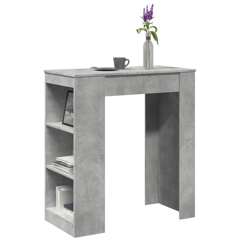 Table de bar avec étagères gris béton bois d'ingénierie - XIOS