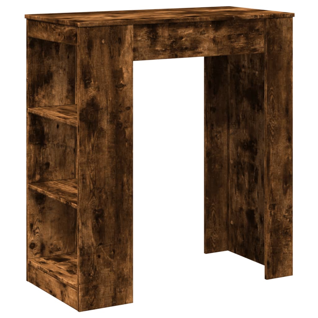 Table de bar avec étagères chêne fumé bois d'ingénierie - XIOS
