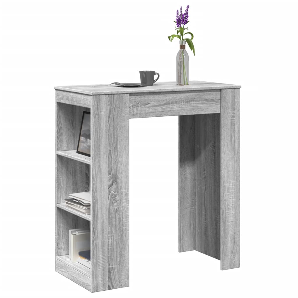 Table de bar avec étagères sonoma gris bois d'ingénierie - XIOS