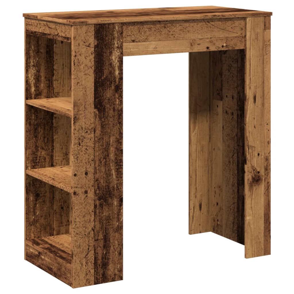Table de bar avec étagères vieux bois bois d'ingénierie - XIOS