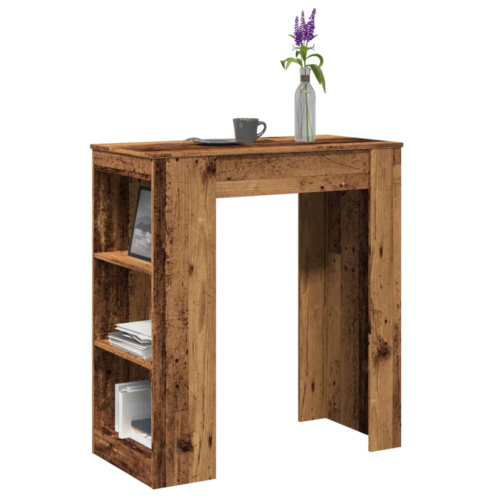 Table de bar avec étagères vieux bois bois d'ingénierie - XIOS