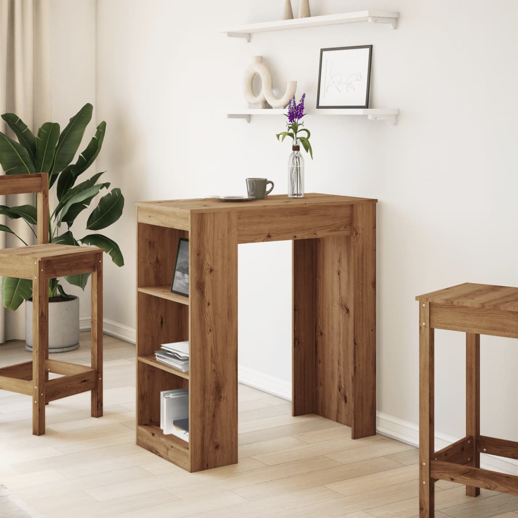 Table de bar avec étagères chêne artisanal bois d'ingénierie - XIOS