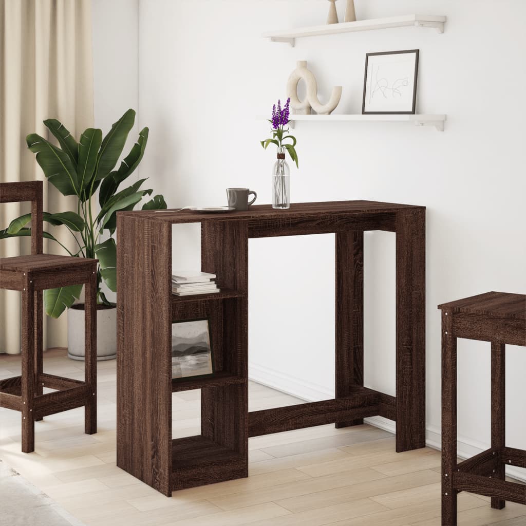 Table de bar avec étagère chêne marron bois d'ingénierie - XIOS