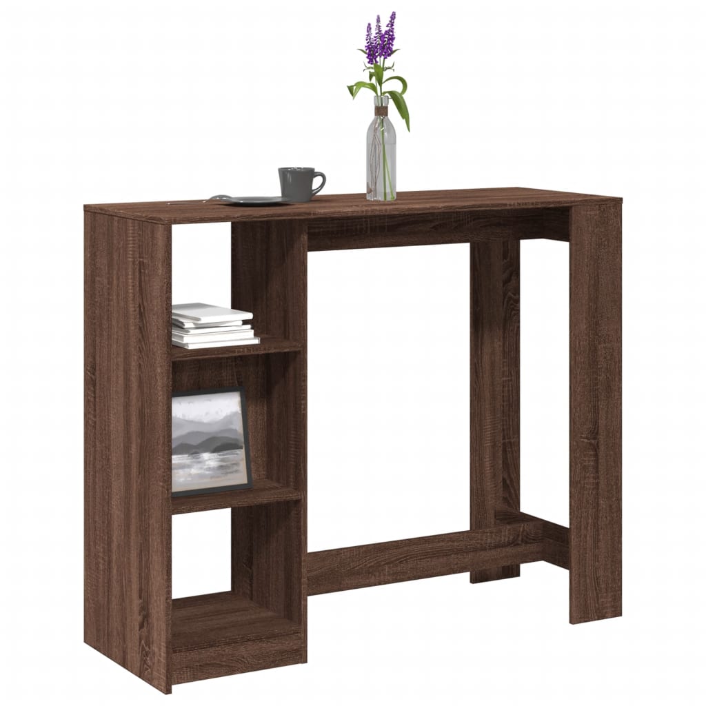 Table de bar avec étagère chêne marron bois d'ingénierie - XIOS