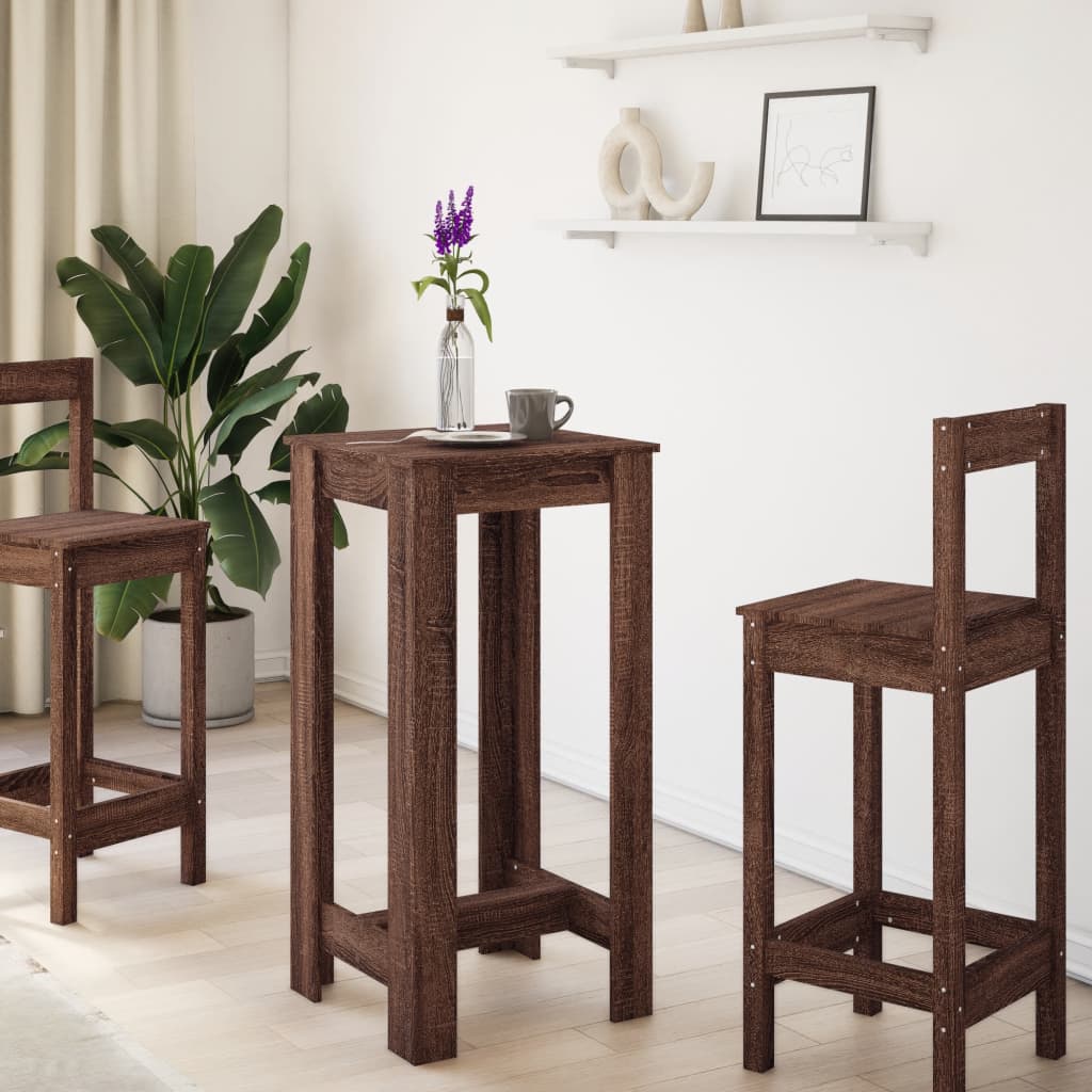 Table de bar chêne marron 51x50x103,5 cm bois d'ingénierie - XIOS