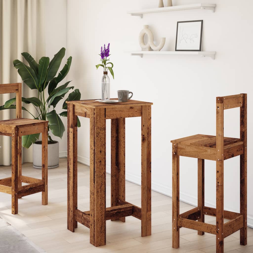Table de bar vieux bois 51x50x103,5 cm bois d'ingénierie - XIOS