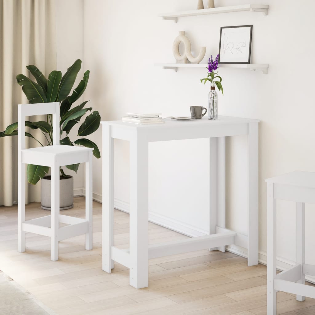 Table de bar blanc 102x50x103,5 cm bois d'ingénierie - XIOS