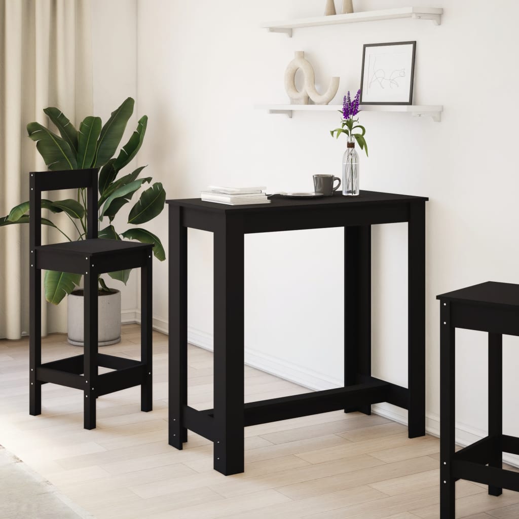 Table de bar noir 102x50x103,5 cm bois d'ingénierie - XIOS