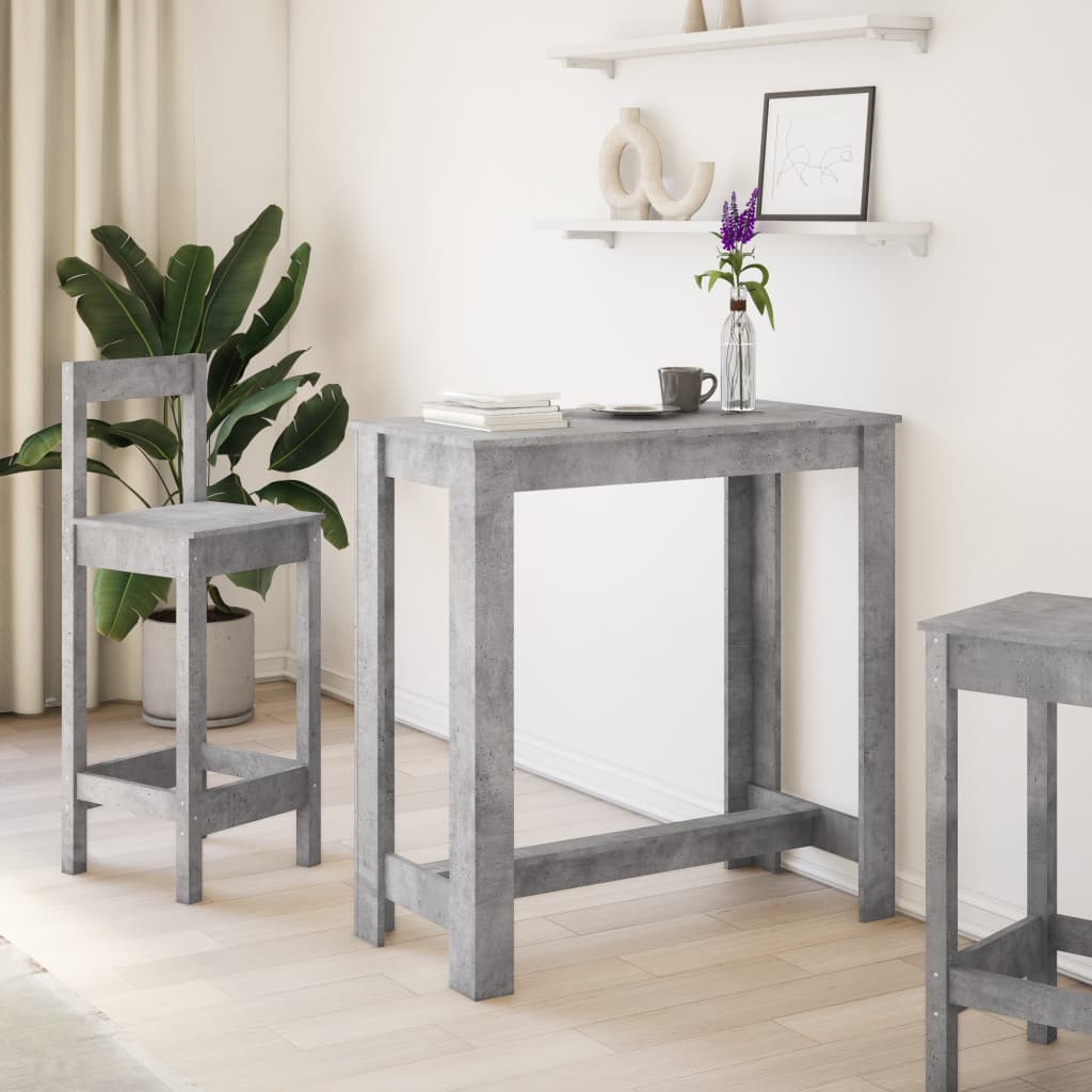 Table de bar gris béton 102x50x103,5 cm bois d'ingénierie - XIOS