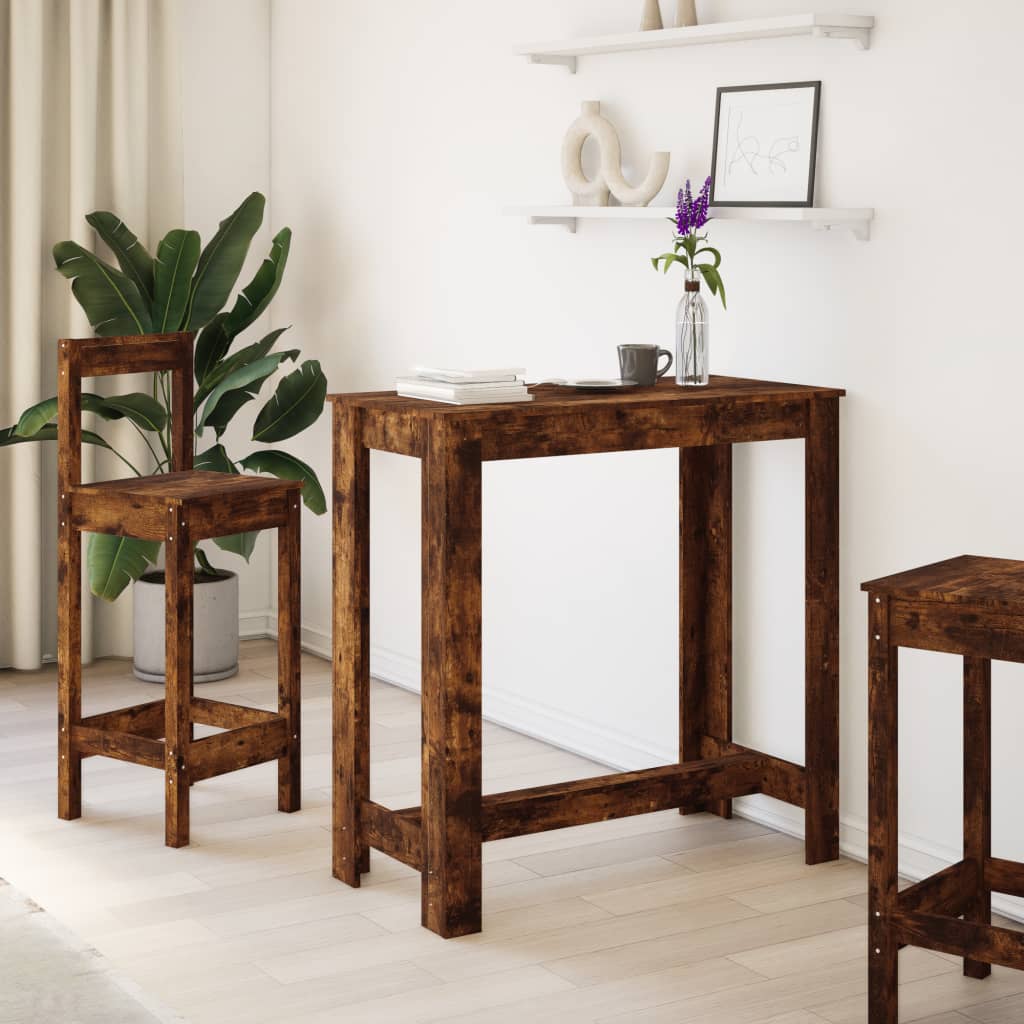 Table de bar chêne fumé 102x50x103,5 cm bois d'ingénierie - XIOS