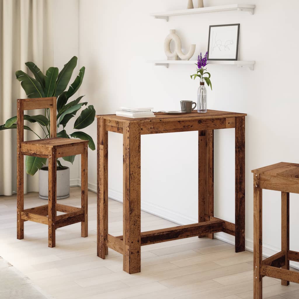Table de bar vieux bois 102x50x103,5 cm bois d'ingénierie - XIOS