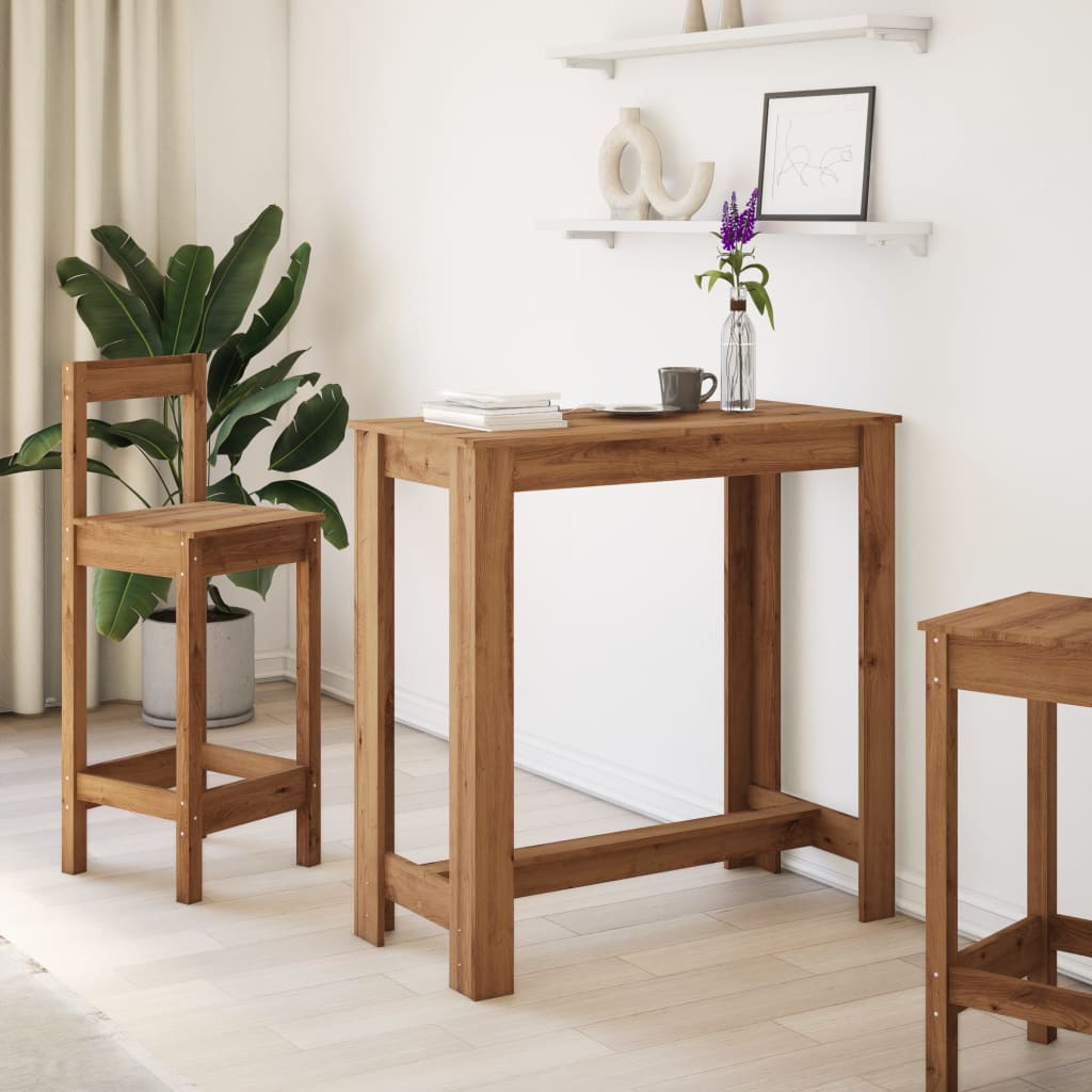 Table de bar chêne artisanal 102x50x103,5 cm bois d'ingénierie - XIOS