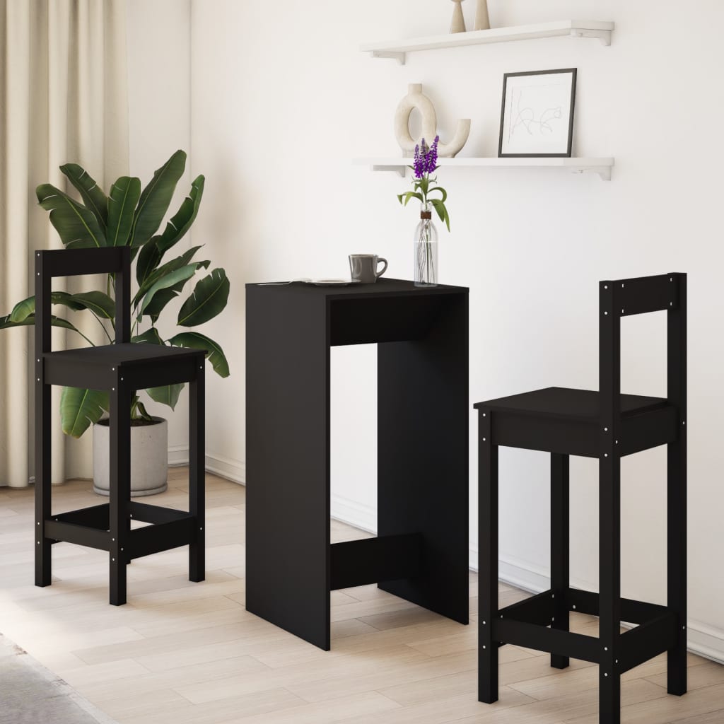 Table de bar noir 51x50x103,5 cm bois d'ingénierie - XIOS