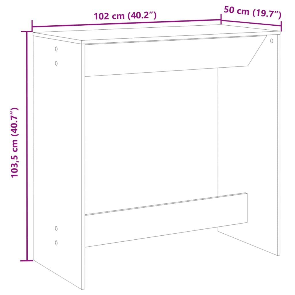 Table de bar chêne sonoma 102x50x103,5 cm bois d'ingénierie - XIOS