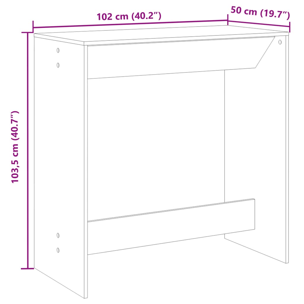 Table de bar gris béton 102x50x103,5 cm bois d'ingénierie - XIOS