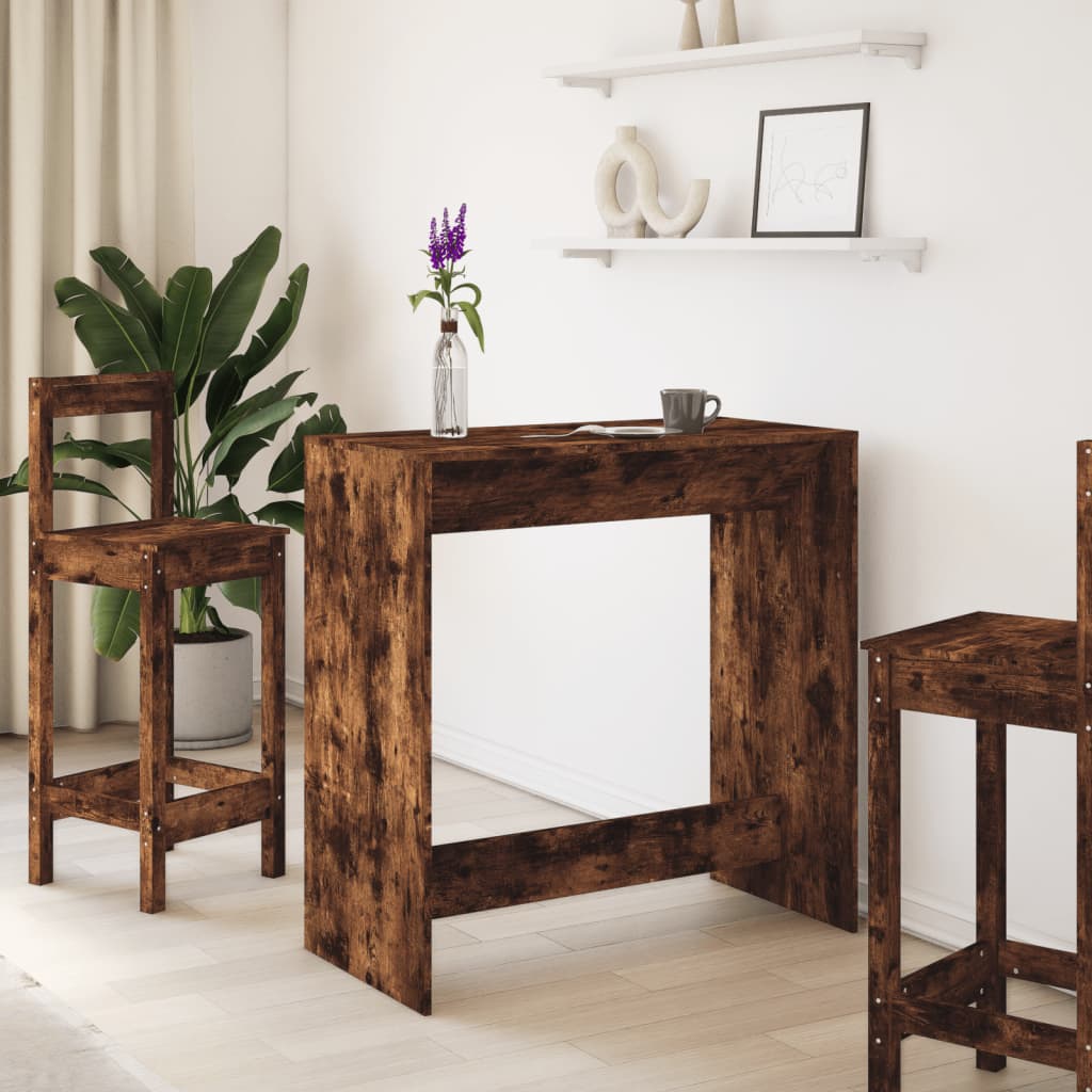Table de bar chêne fumé 102x50x103,5 cm bois d'ingénierie - XIOS