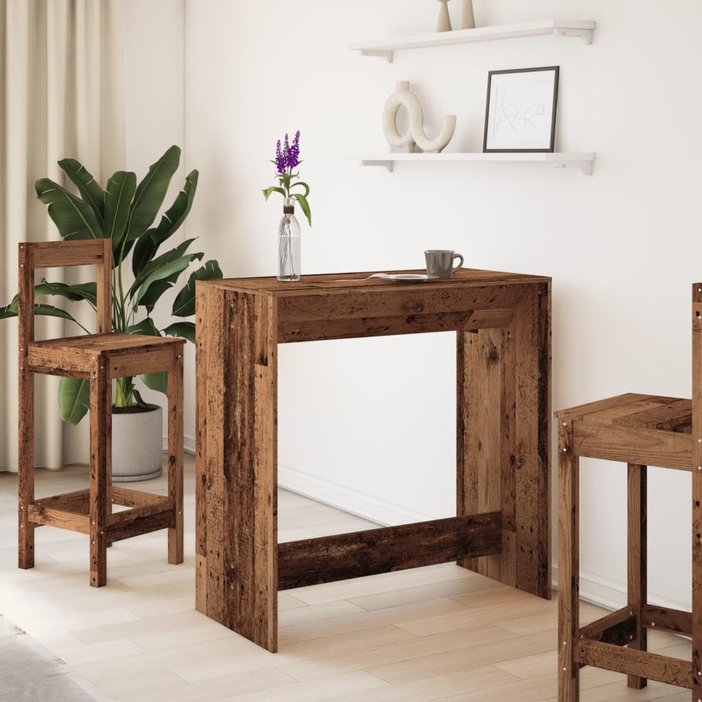 Table de bar vieux bois 102x50x103,5 cm bois d'ingénierie - XIOS