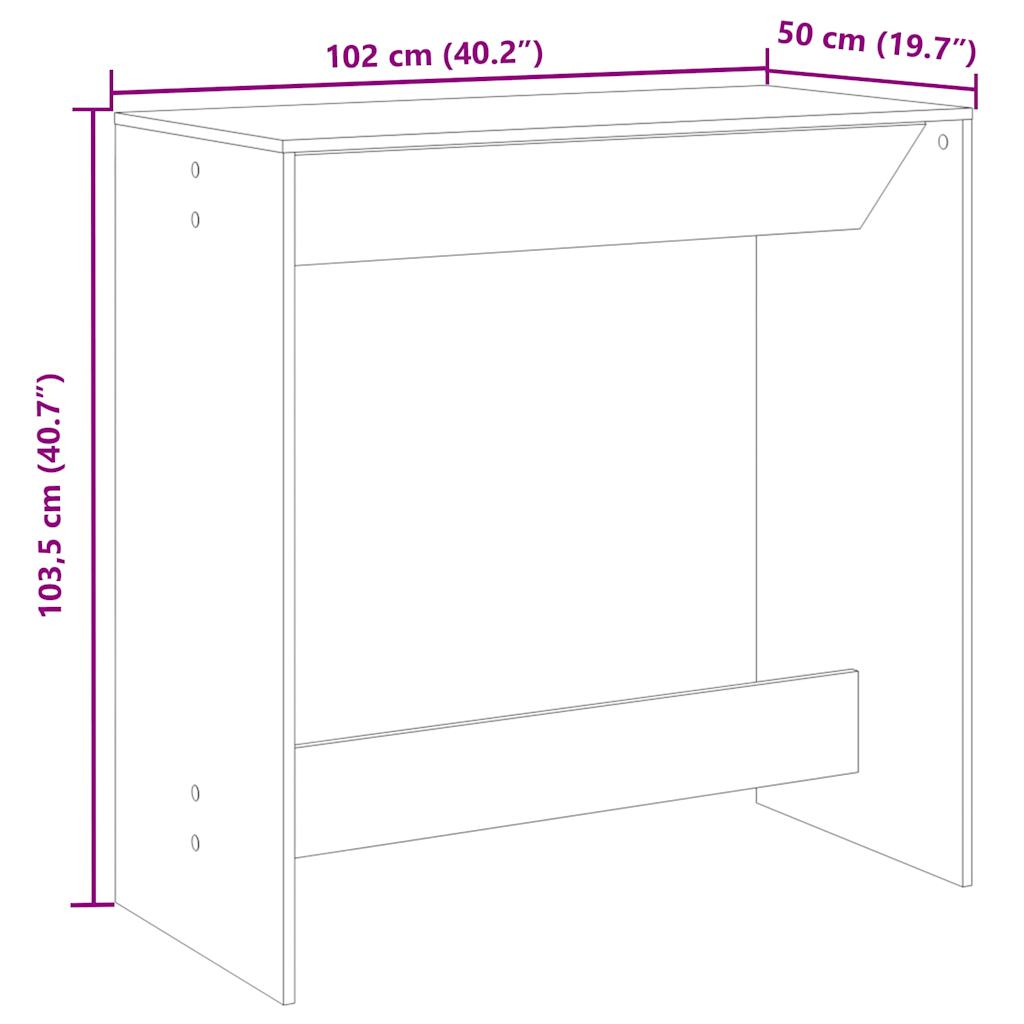 Table de bar vieux bois 102x50x103,5 cm bois d'ingénierie - XIOS