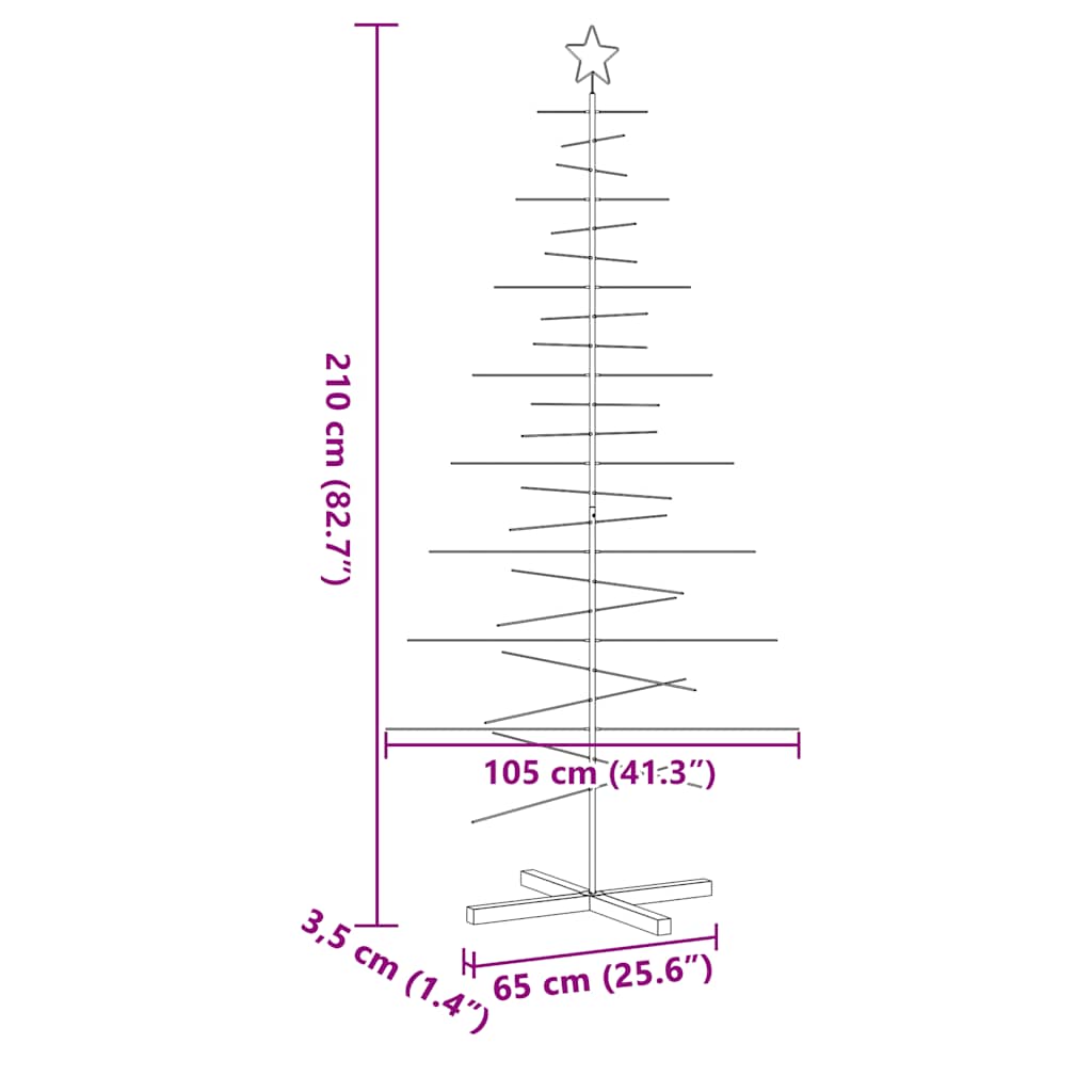 Arbre de Noël en métal avec base en bois noir 210 cm - XIOS