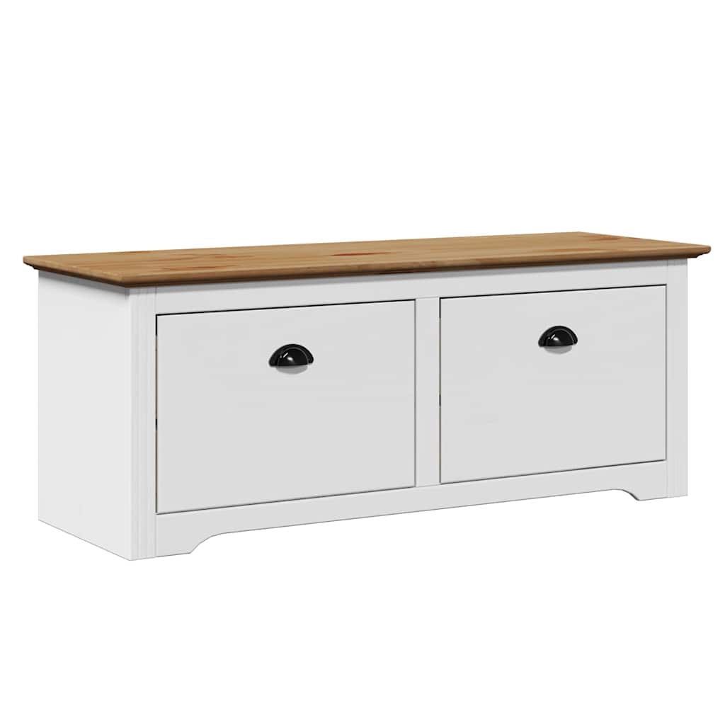 Banc de couloir BODO blanc et marron 114x40x45 cm - XIOS