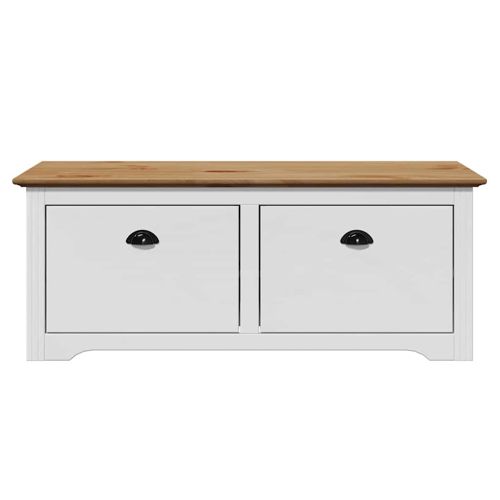 Banc de couloir BODO blanc et marron 114x40x45 cm - XIOS