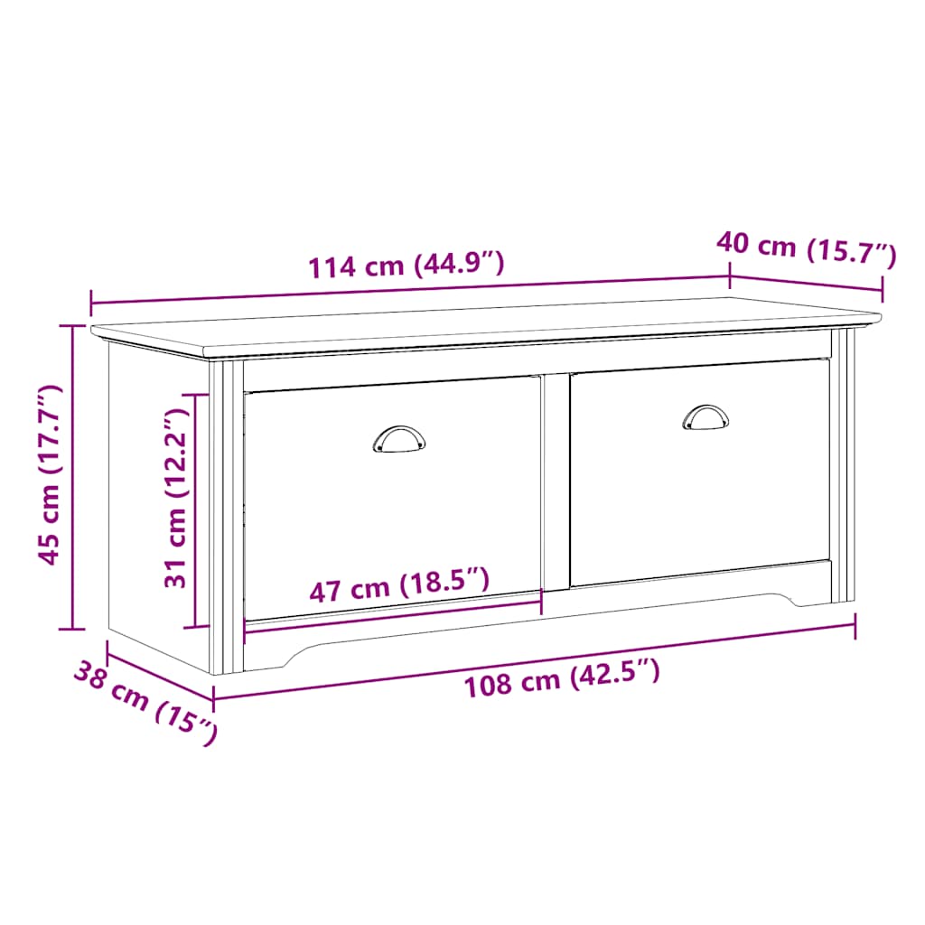 Banc de couloir BODO blanc et marron 114x40x45 cm - XIOS