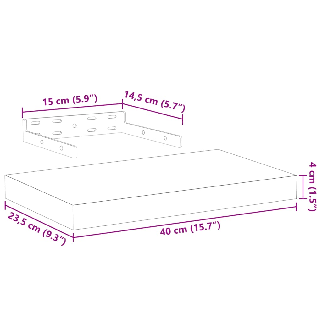 Étagères flottantes 4 pcs 40x23,5x4 cm bois d'ingénierie - XIOS