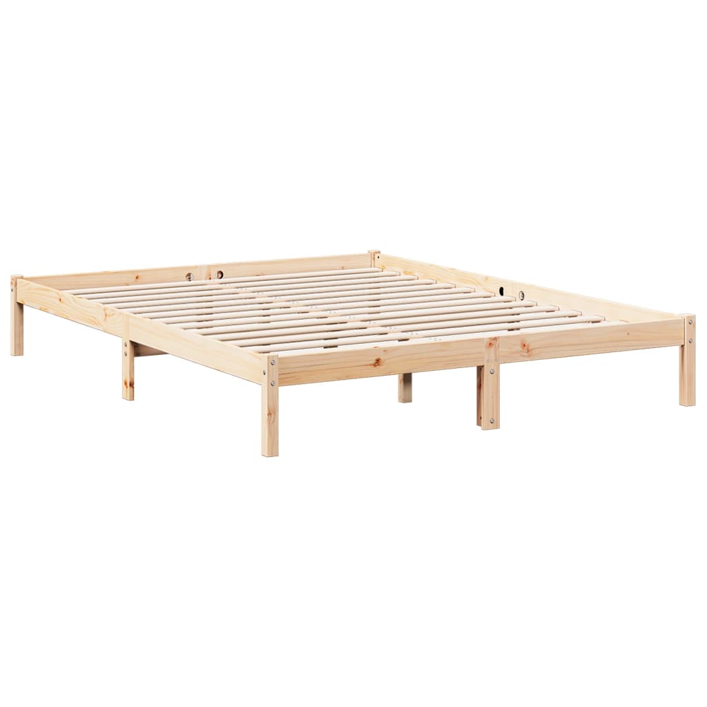 Cadre de lit extra long sans matelas 140x210 cm bois massif pin - XIOS