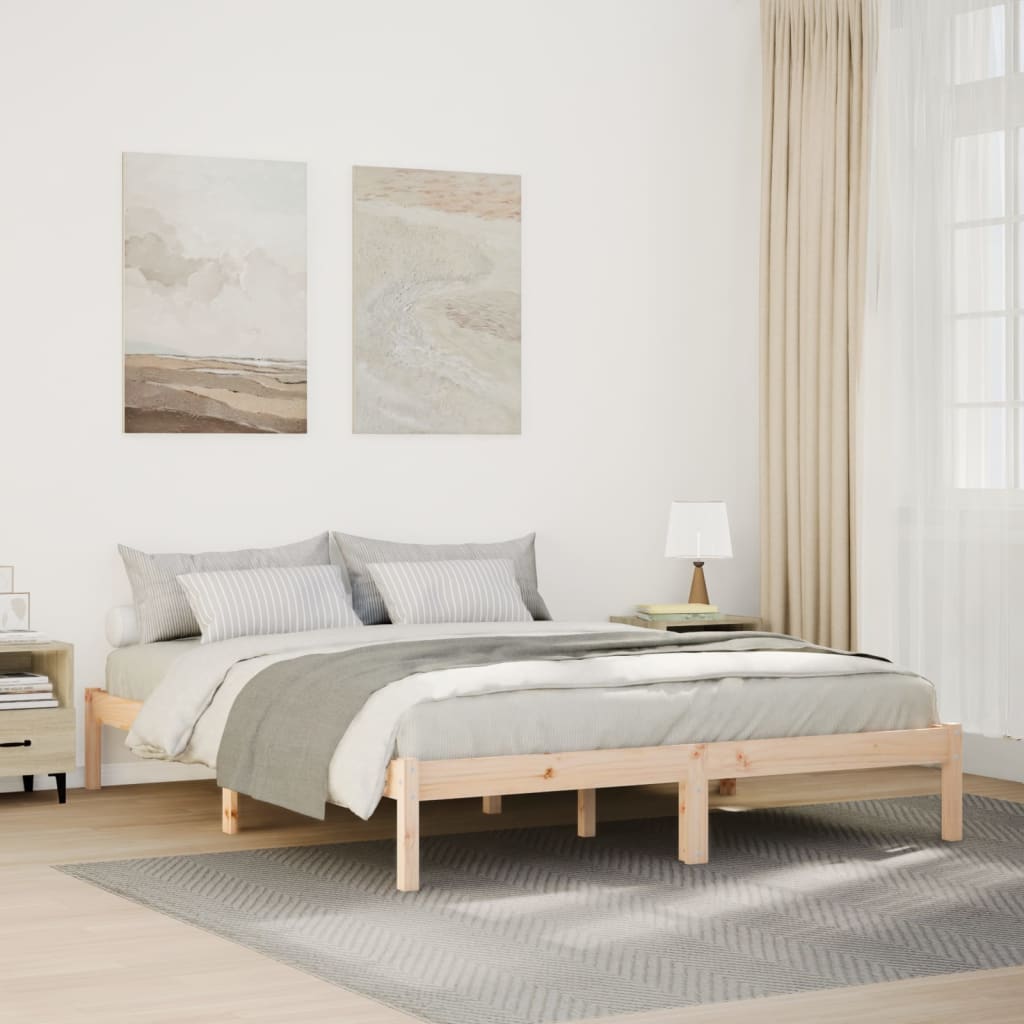 Cadre de lit extra long sans matelas 160x210 cm bois massif pin - XIOS