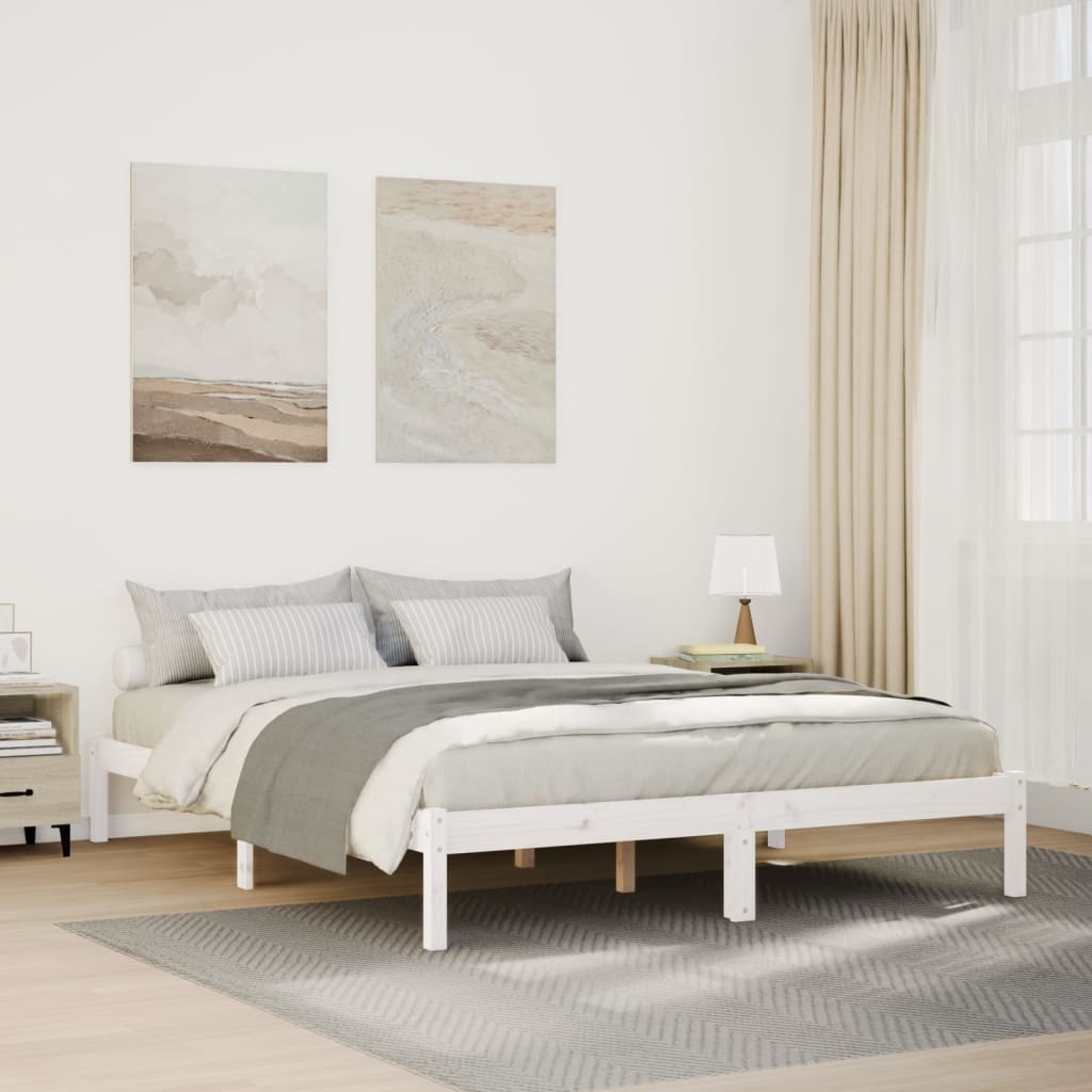 Cadre de lit extra long sans matelas 160x210 cm bois massif pin - XIOS