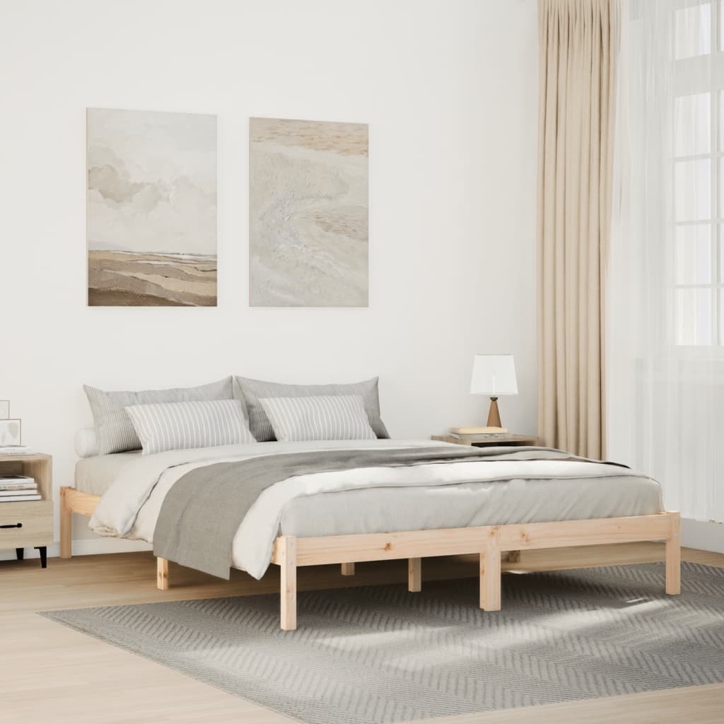 Cadre de lit extra long sans matelas 140x220 cm bois massif pin - XIOS