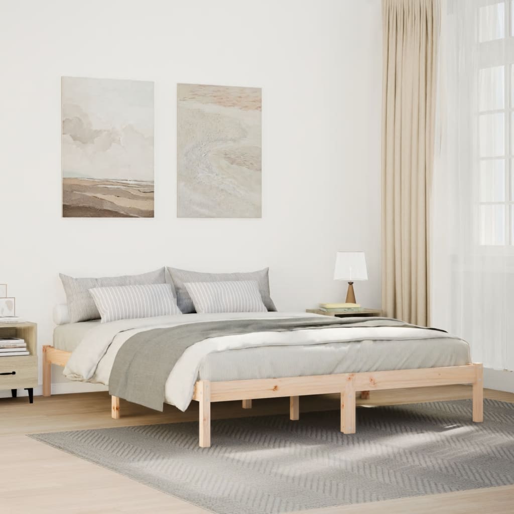 Cadre de lit extra long sans matelas 160x220 cm bois massif pin - XIOS