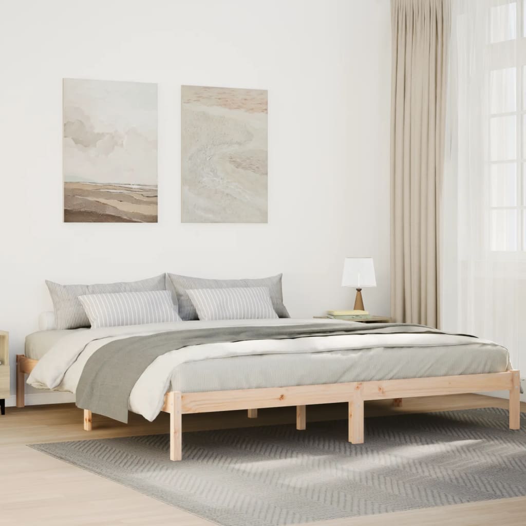 Cadre de lit extra long sans matelas 200x220 cm bois massif pin - XIOS