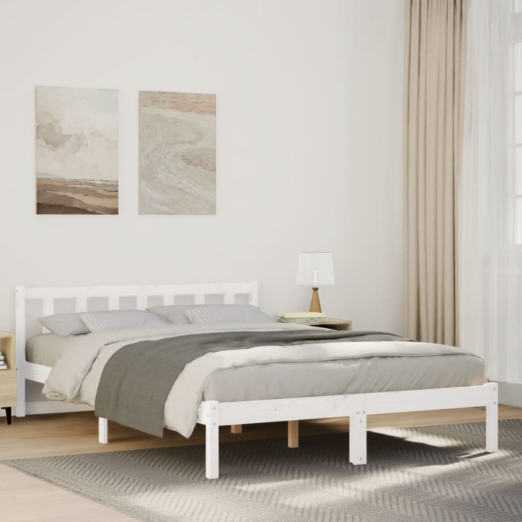 Cadre de lit extra long sans matelas 140x210 cm bois massif pin - XIOS