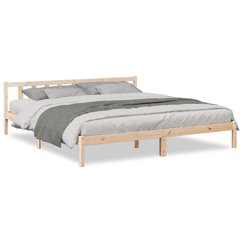 Cadre de lit extra long sans matelas 200x210 cm bois massif pin - XIOS