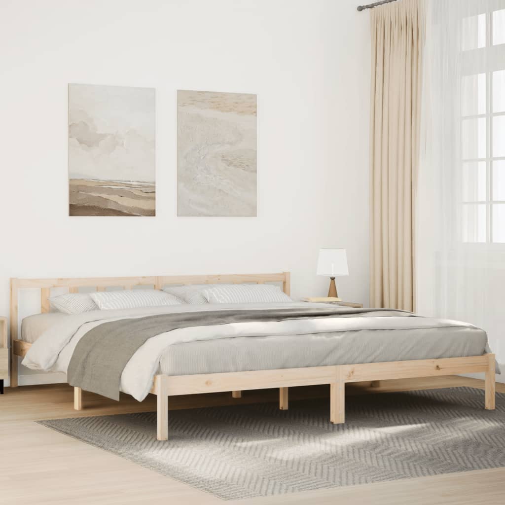 Cadre de lit extra long sans matelas 200x210 cm bois massif pin - XIOS