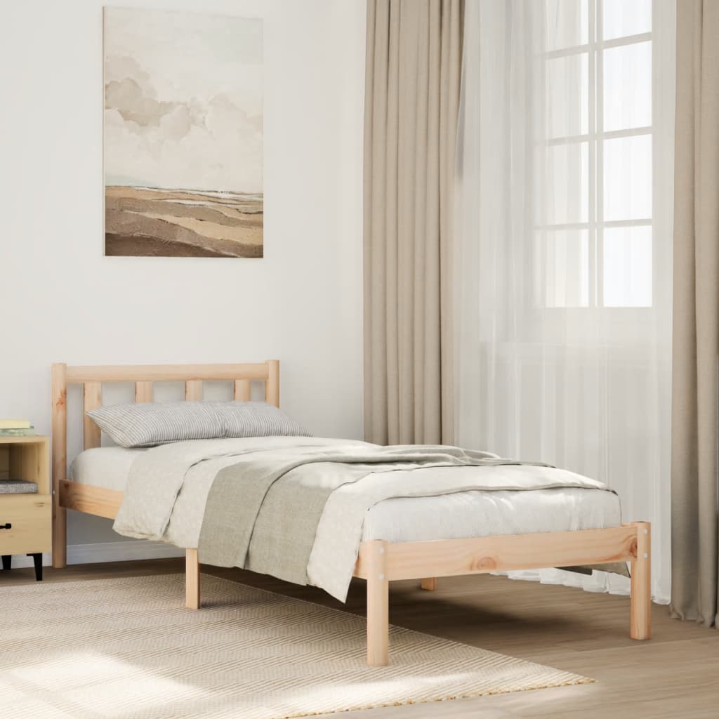 Cadre de lit extra long sans matelas 100x220 cm bois massif pin - XIOS
