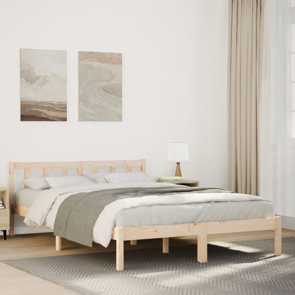 Cadre de lit extra long sans matelas 160x220 cm bois massif pin - XIOS