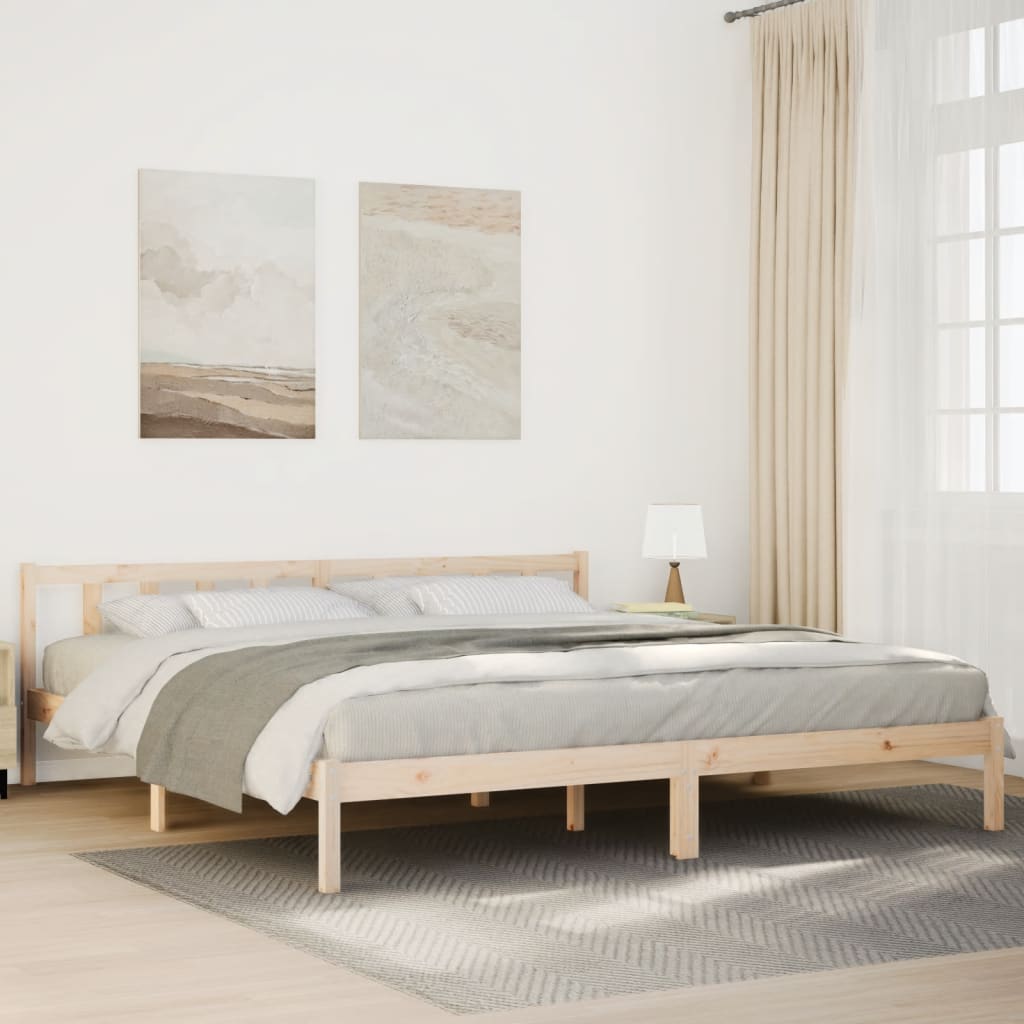 Cadre de lit extra long sans matelas 180x220 cm bois massif pin - XIOS