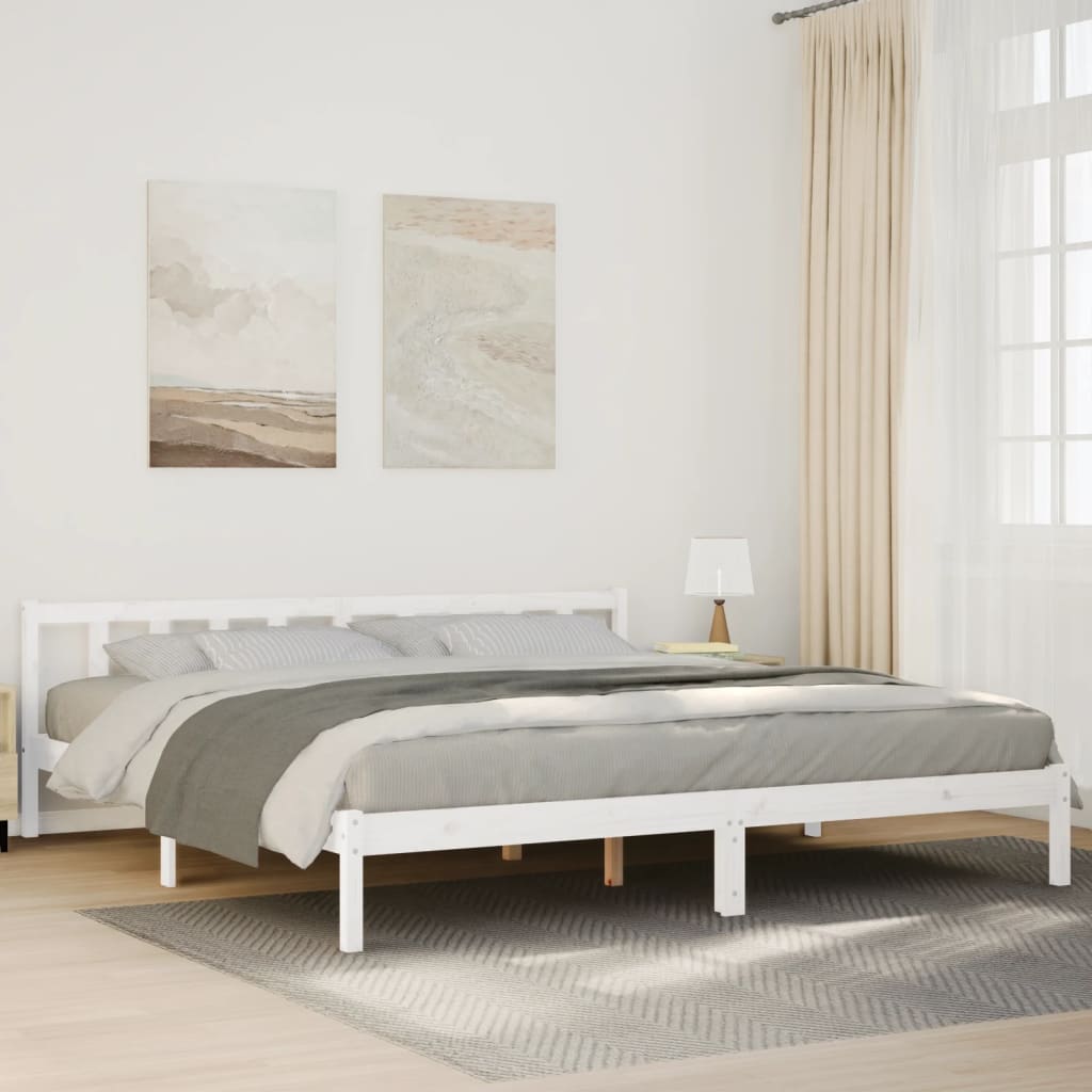 Cadre de lit extra long sans matelas 180x220 cm bois massif pin - XIOS