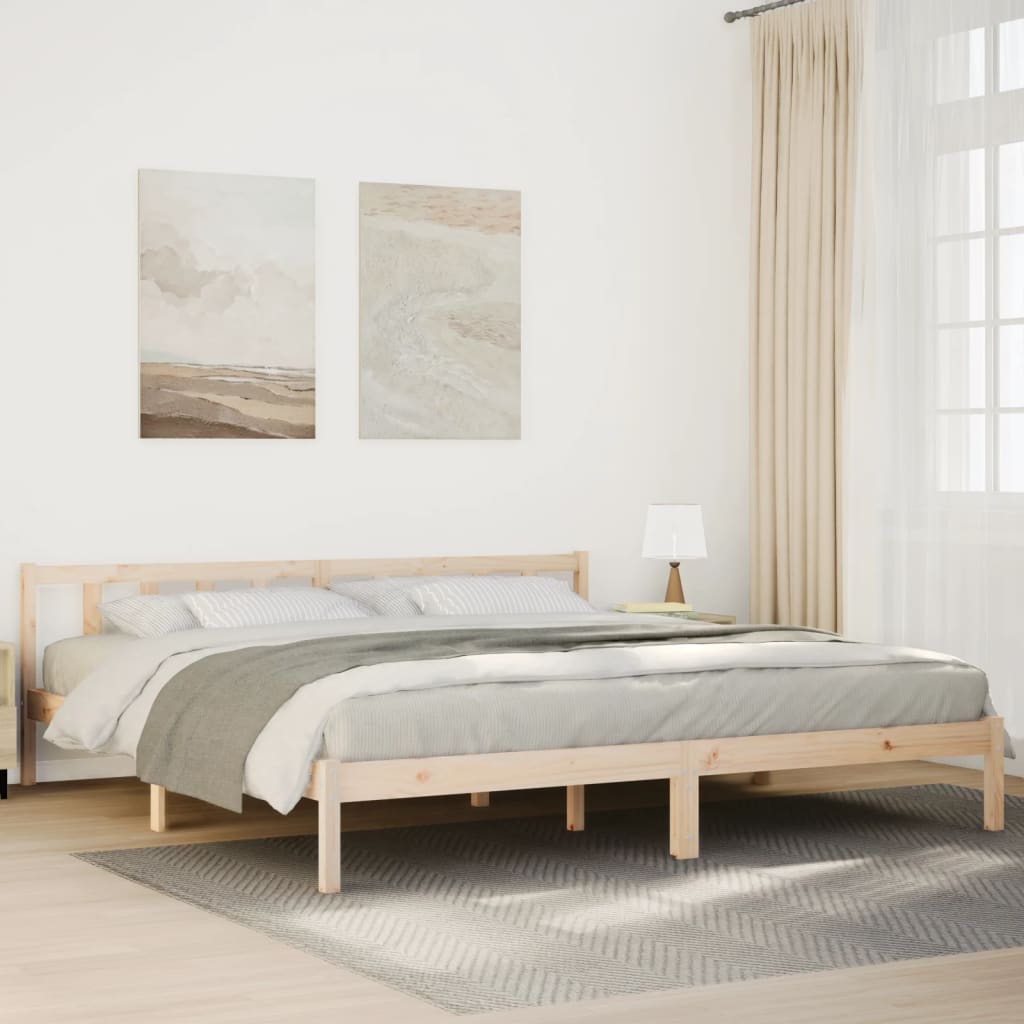 Cadre de lit extra long sans matelas 200x220 cm bois massif pin - XIOS
