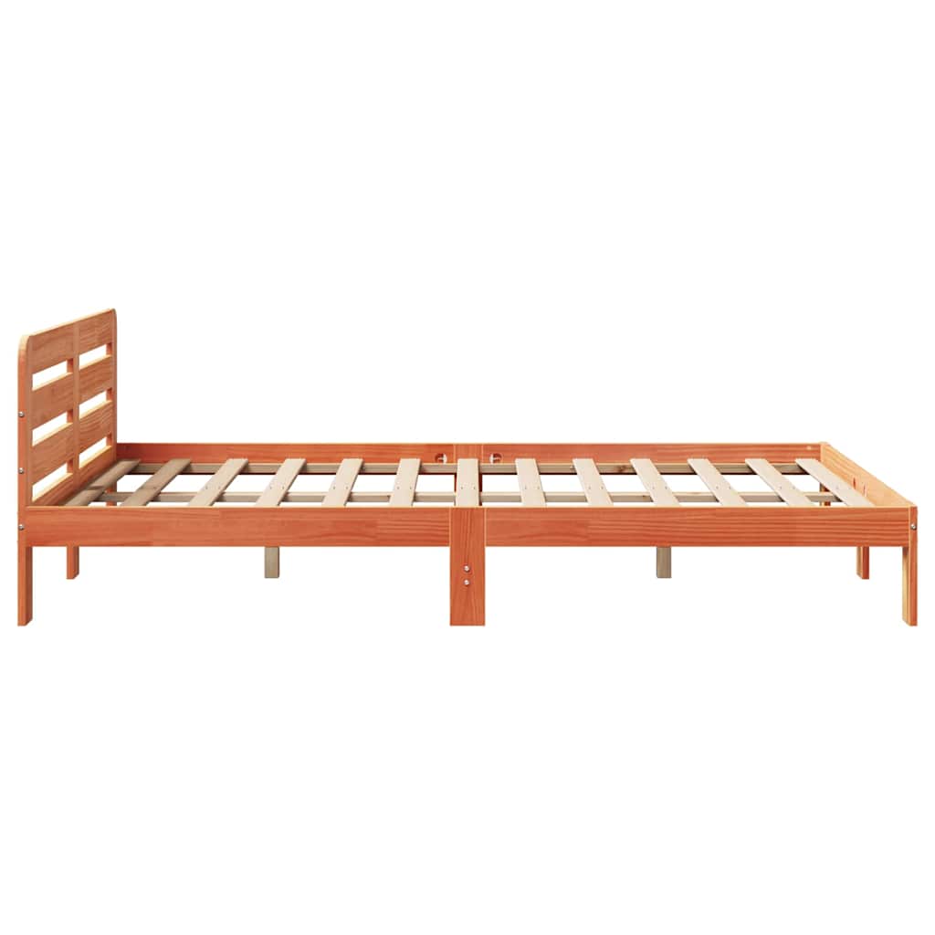 Cadre de lit sans matelas cire marron 150x200cm bois pin massif - XIOS