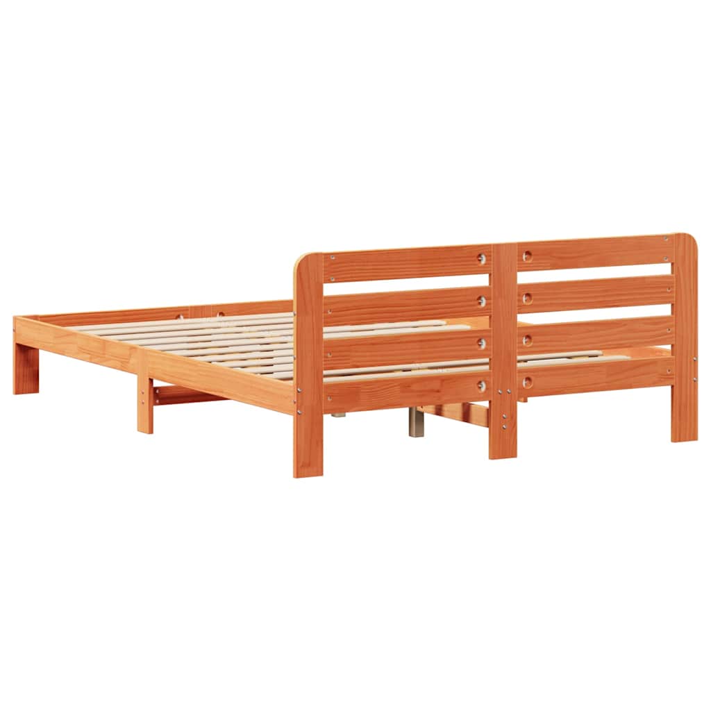 Cadre de lit sans matelas cire marron 150x200cm bois pin massif - XIOS