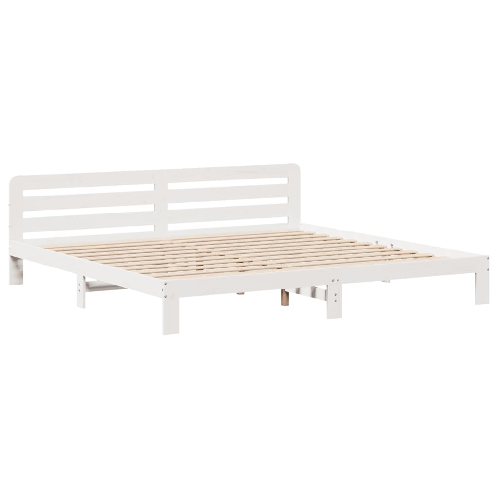 Cadre de lit sans matelas blanc 200x200 cm bois massif de pin - XIOS