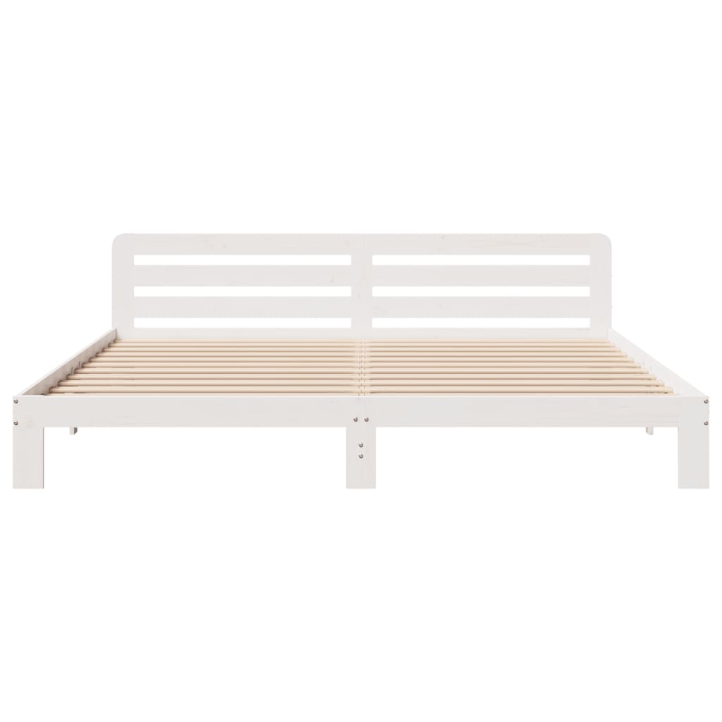 Cadre de lit sans matelas blanc 200x200 cm bois massif de pin - XIOS